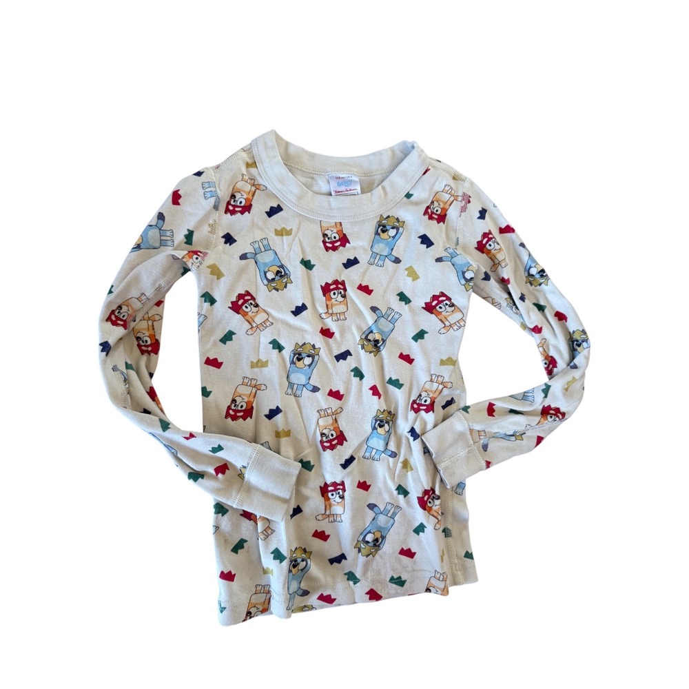 Hanna Andersson x Bluey long sleeve pajama top Bingo and Bluey wearing crowns